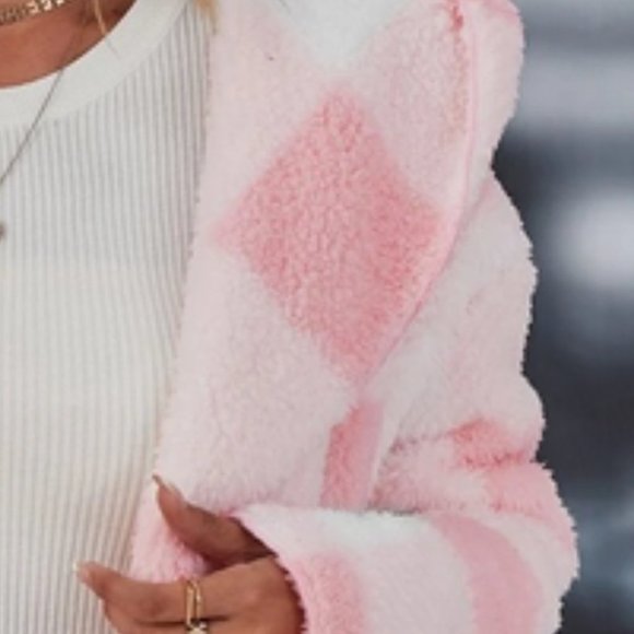 pink gingham hooded teddy coat fun - Picture 6 of 6